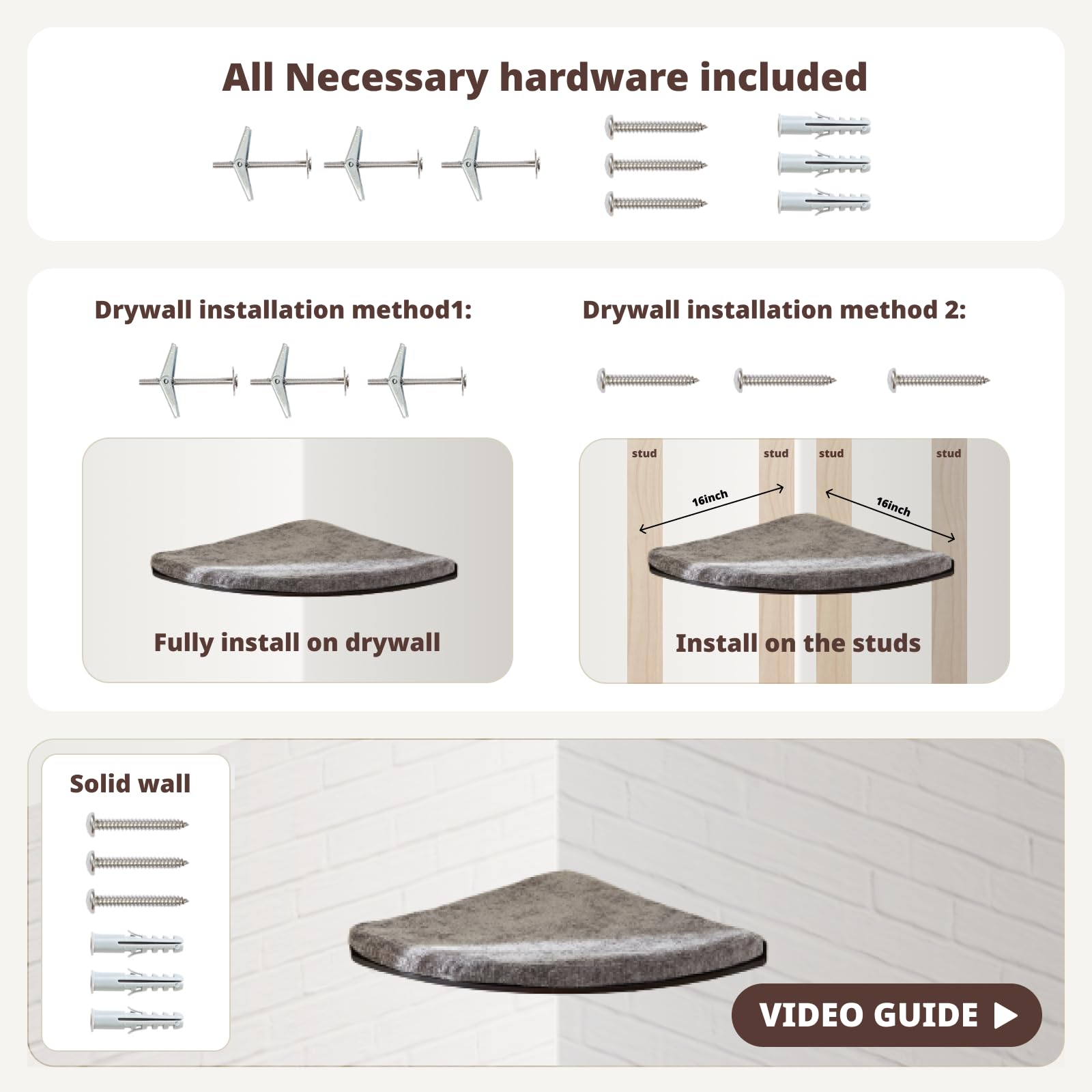 Corner Cat Shelf | Comfortable Cat Pad | Space-Saving Design