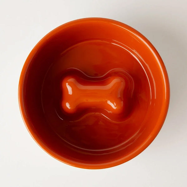 Ceramic Slow Feeder Dog Bowl | Reduces Bloating | Includes Acrylic Stand