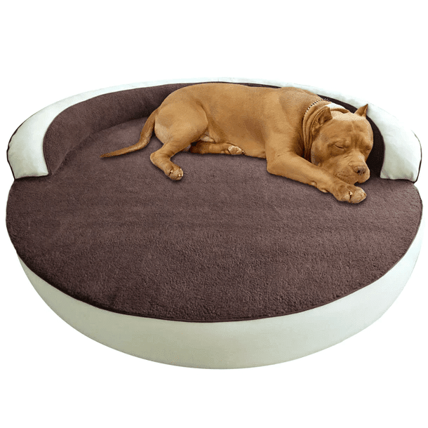Large Round Dog Bed | Orthopedic Support Sherpa Bolster Design