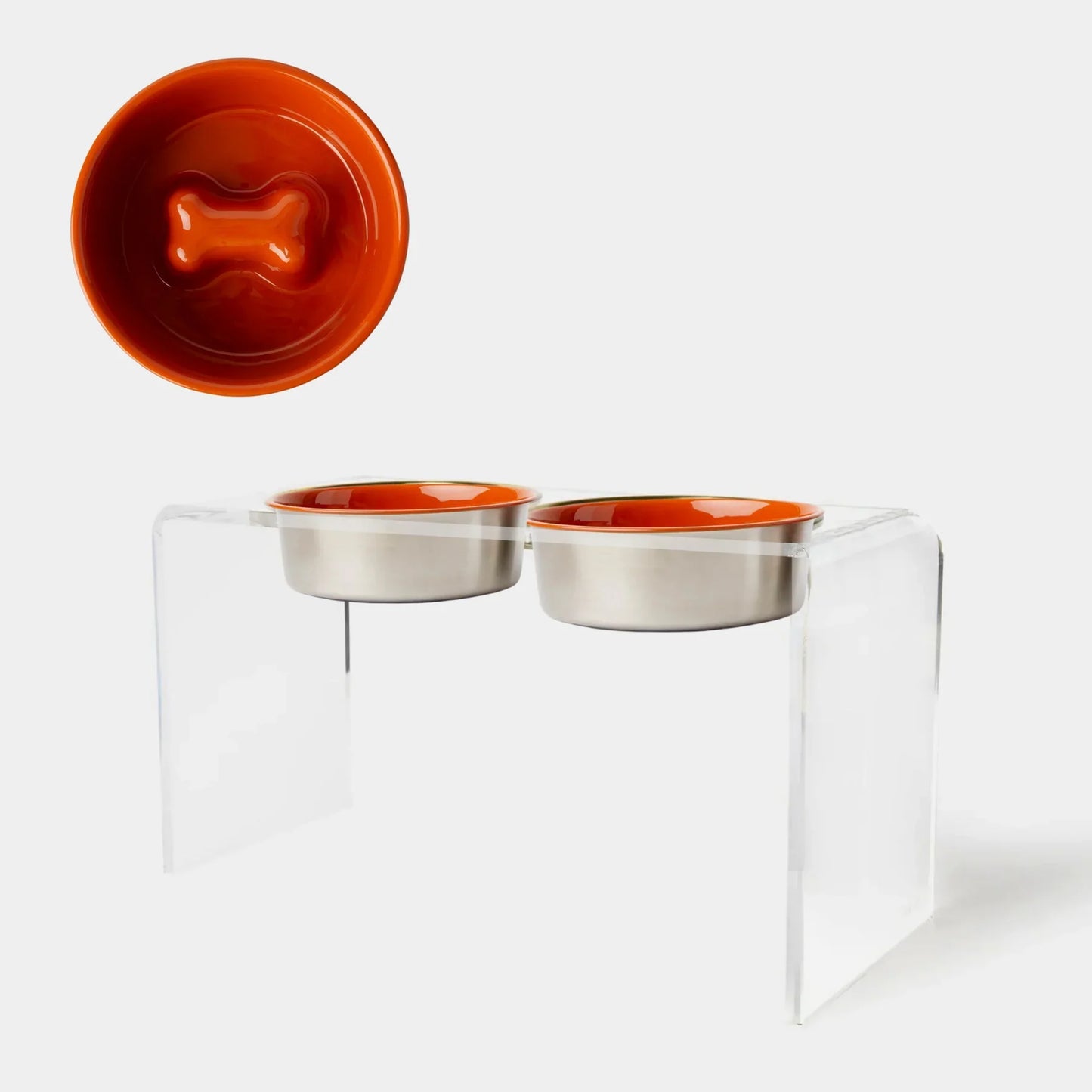 Ceramic Slow Feeder Dog Bowl | Reduces Bloating | Includes Acrylic Stand