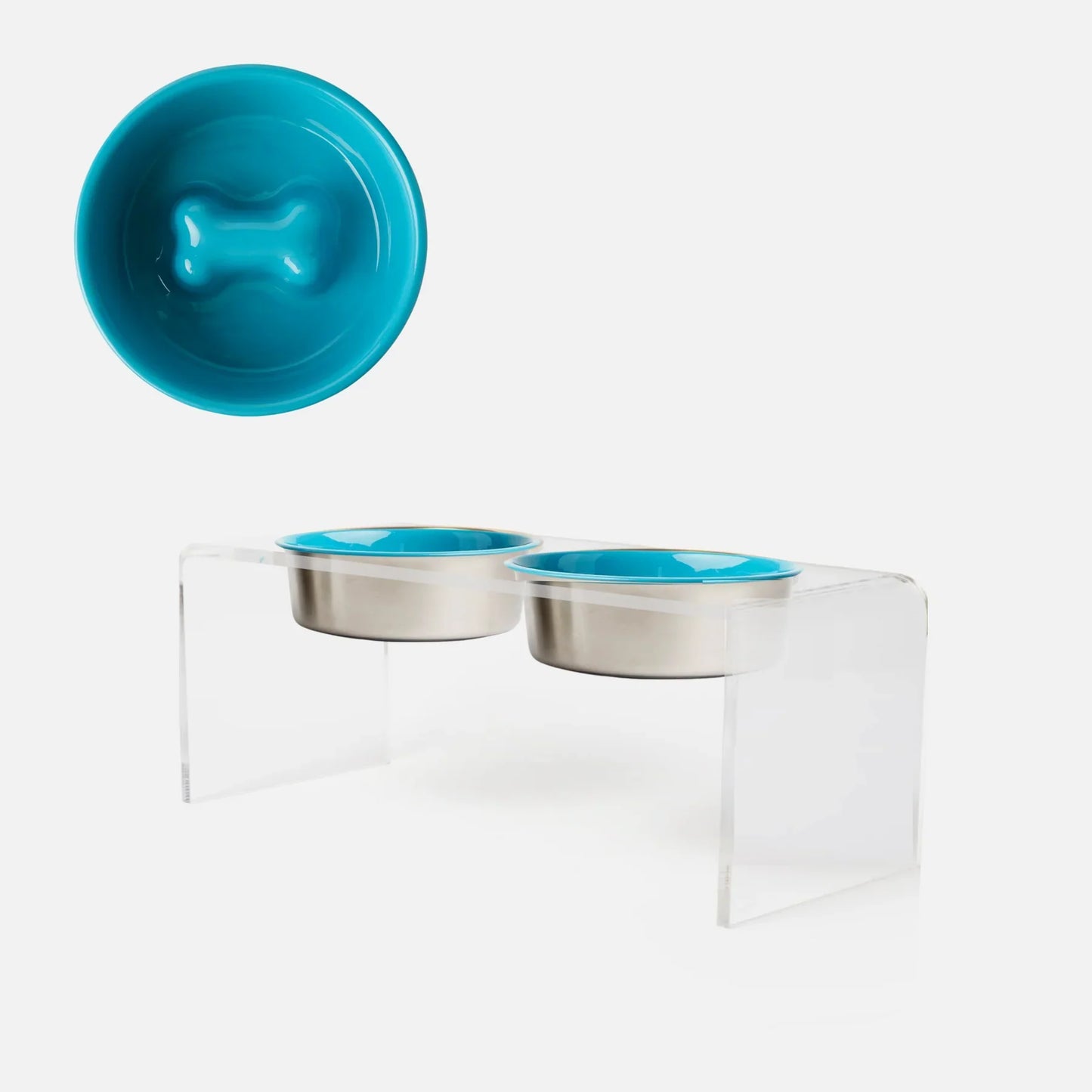 Ceramic Slow Feeder Dog Bowl | Reduces Bloating | Includes Acrylic Stand