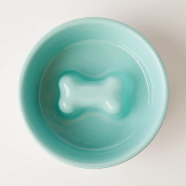 Ceramic Slow Feeder Dog Bowl | Reduces Bloating | Includes Acrylic Stand