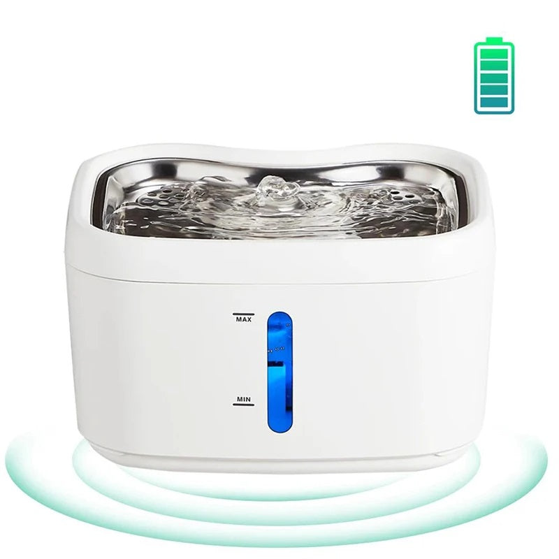 Wireless Cat Water Fountain | Motion Sensor | Stainless Steel Tray
