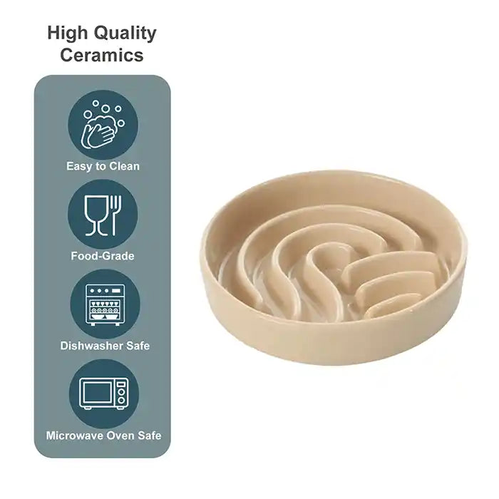 Wave Slow Feeder Ceramic Pet Bowl | Promotes Healthy Eating | Reduces Bloating