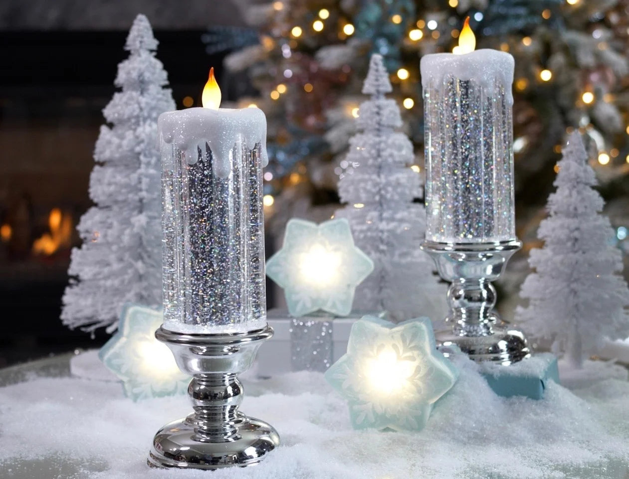 Christmas LED Candle Lights With Glitter