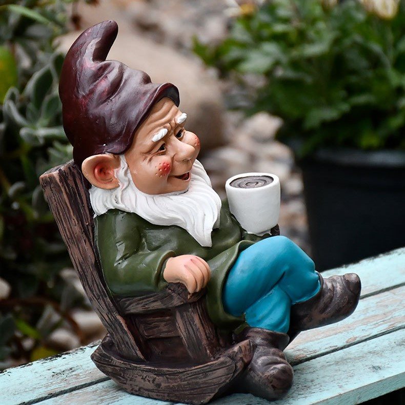 Adorable Coffee Drinking Gnome