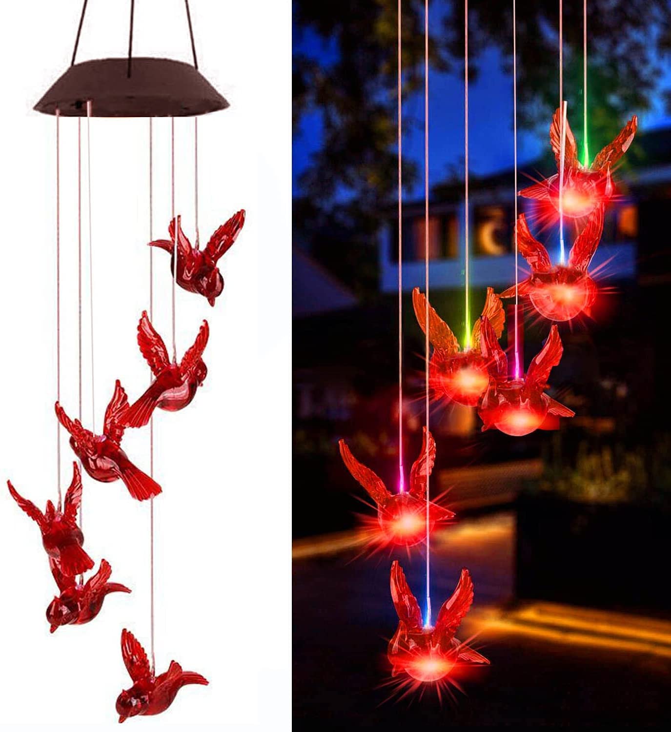 Solar Cardinal Wind Chime Light