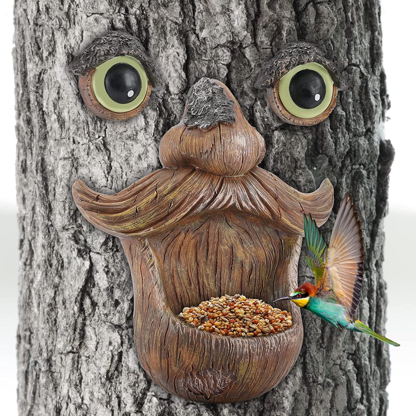 Old Man Tree Bird Feeder With Glowing Eyes