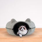 Cozy Cat Cave Bed | Donut Tunnel Design | Soft Cat Ears
