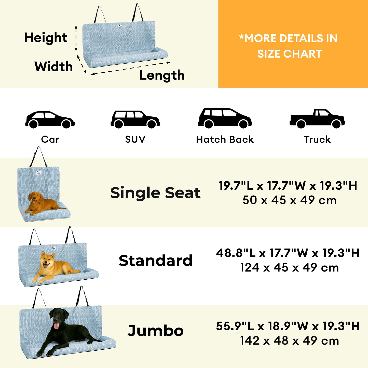 Cooling Travel Bolster Dog Car Seat Bed | Safe | Comfortable
