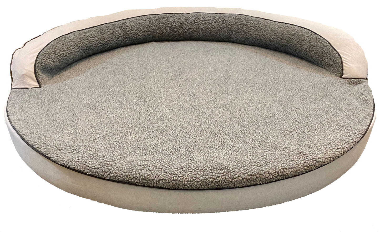 Large Round Dog Bed | Orthopedic Support Sherpa Bolster Design
