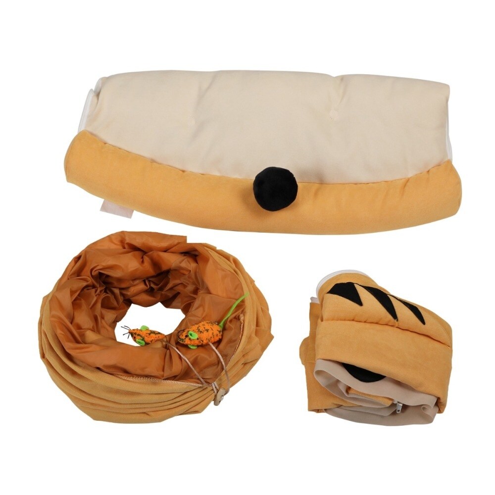 Telescopic Cat Tunnel Bed | Cushioned Comfort | Space-Saving Design