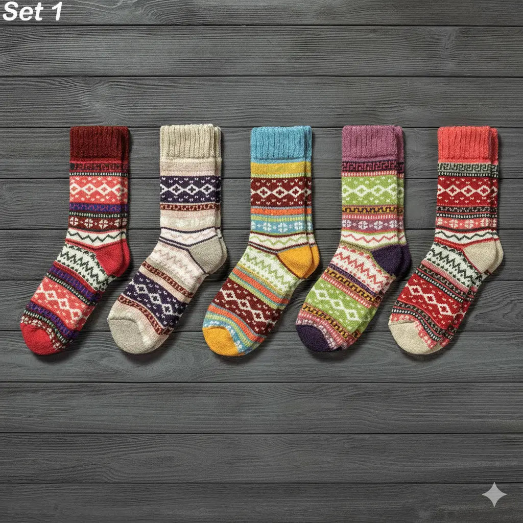 Warm Nordic Socks (5 Pairs Per Set) One Size Fits All