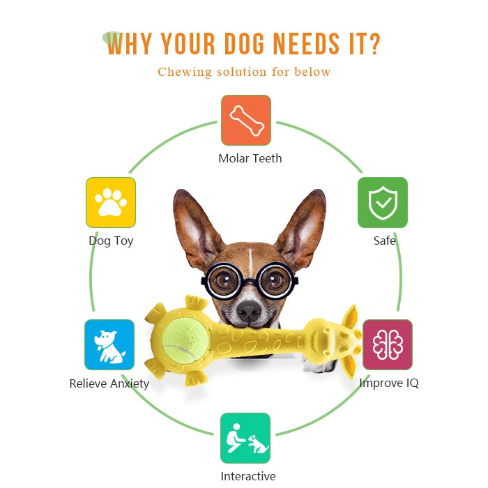 Indestructible Giraffe Dog Toy | Natural Rubber Teething Treat Dispenser