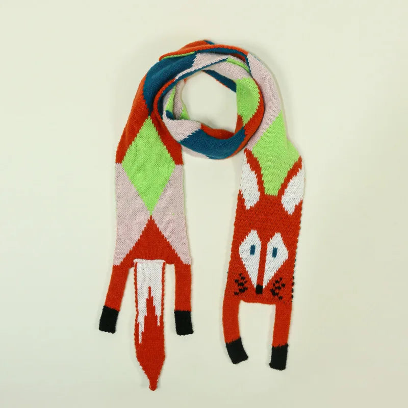 Warm Fox Pattern Scarf