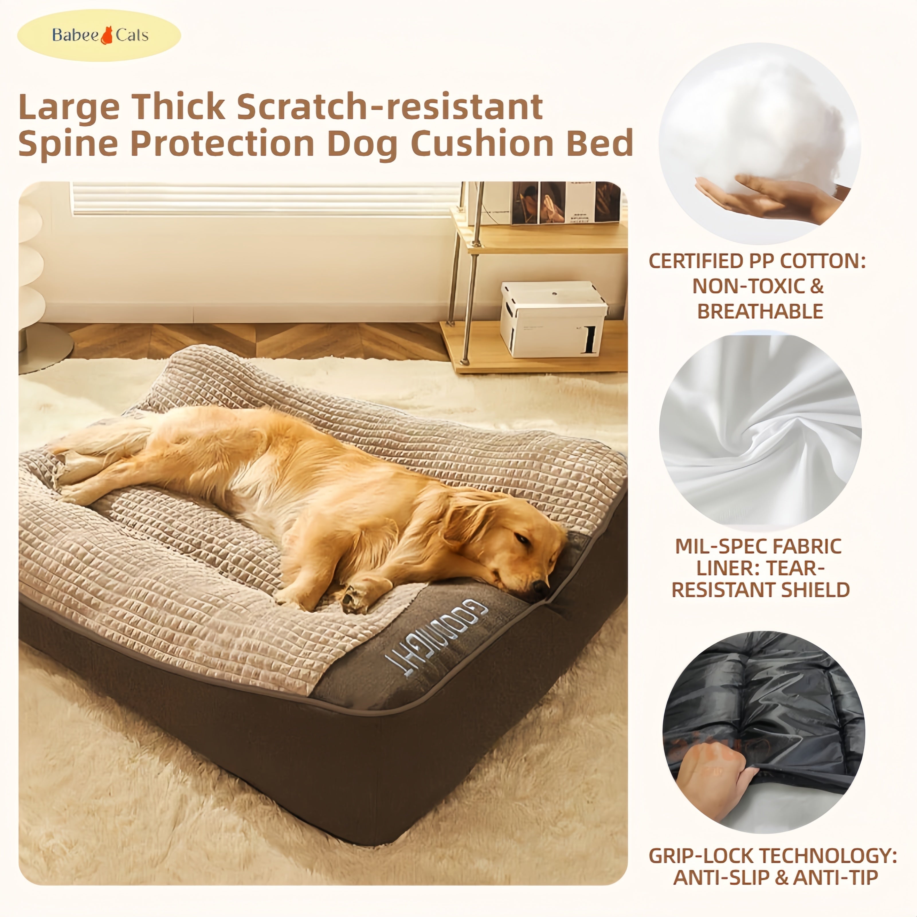 Large Thick Scratch-resistant Dog Bed | Spine Protection | Comfortable