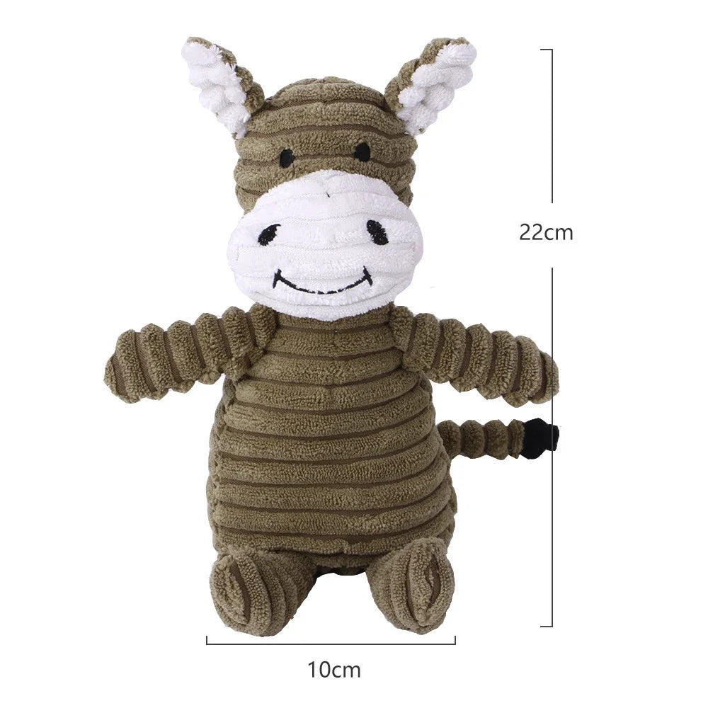 Plush Dog Toy | Bite Resistant Squeaky | Corduroy for Small Large Dogs