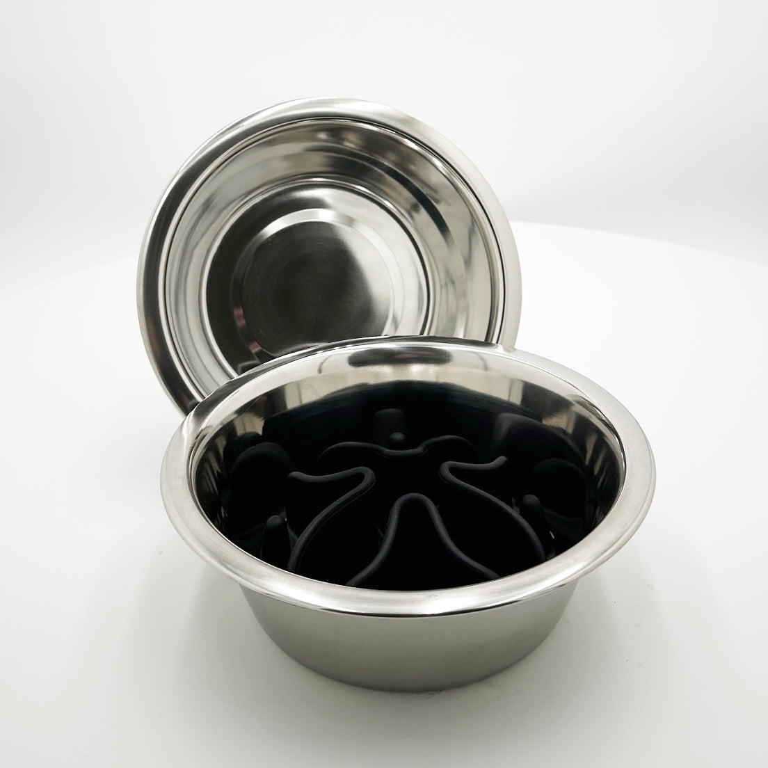 Pet Slow Feed Bowl Set | Stainless Steel | Set of 2
