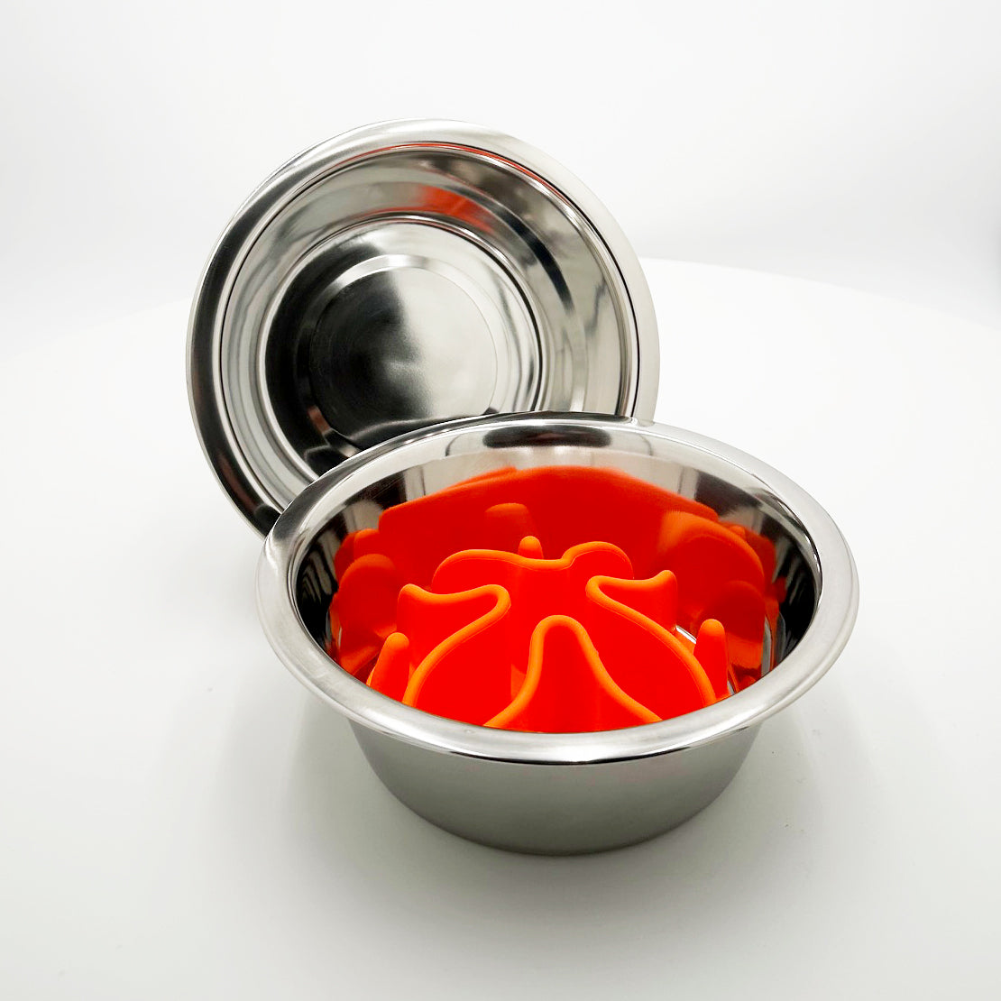Pet Slow Feed Bowl Set | Stainless Steel | Set of 2