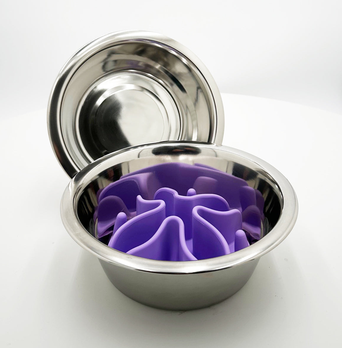 Pet Slow Feed Bowl Set | Stainless Steel | Set of 2