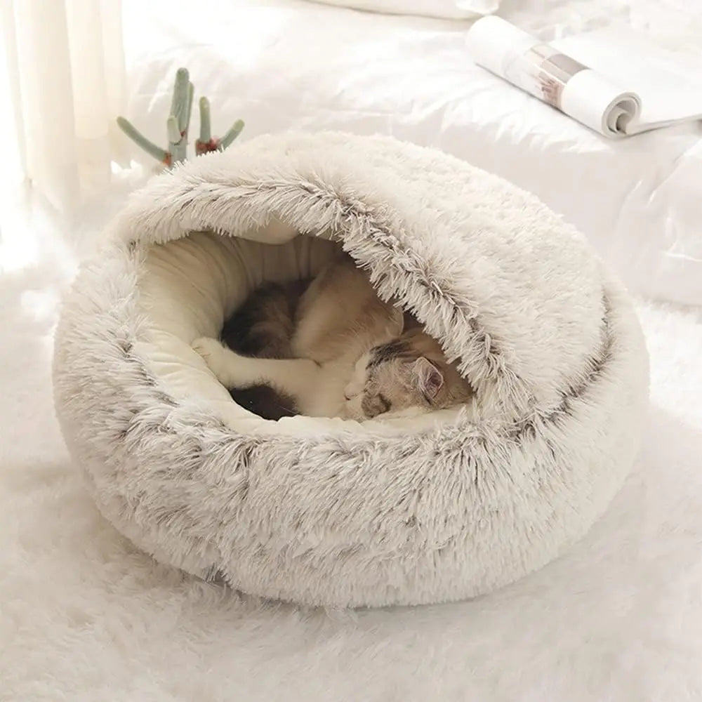 Plush Cave Bed for Cats and Small Dogs | Cozy Warm Soft Design