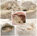 Plush Cave Bed for Cats and Small Dogs | Cozy Warm Soft Design