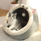 Cat Cave House Bed | Cozy Design | Built-In Toy for Fun