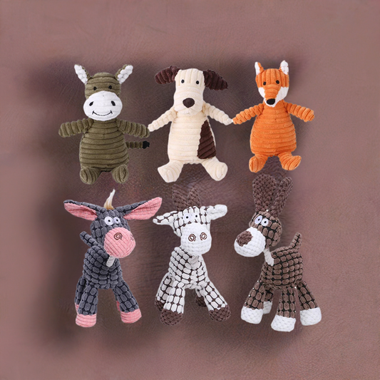 Plush Dog Toy | Bite Resistant Squeaky | Corduroy for Small Large Dogs