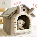 Foldable Washable Indoor Dog Cat House with Bed | Cozy Pet Shelter