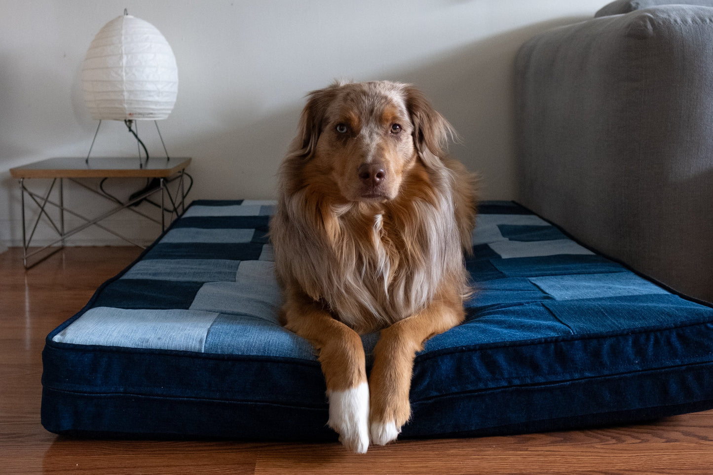 Reclaimed Denim Dog Bed | Orthopedic Foam | Washable Cover