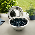 Pet Slow Feed Bowl Set | Stainless Steel | Set of 2