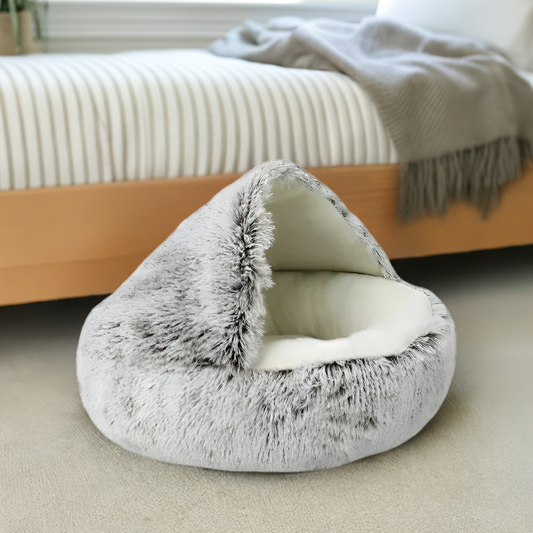 Plush Cave Bed for Cats and Small Dogs | Cozy Warm Soft Design