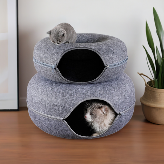 3-in-1 Interactive Cat Bed | Cozy House and Fun Tunnel