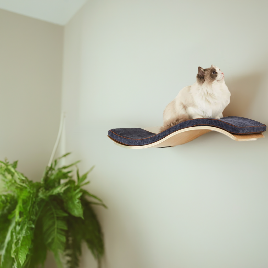 Wave Cat Shelves | 2 Cat Wall Steps | Modern Cream Cat Furniture