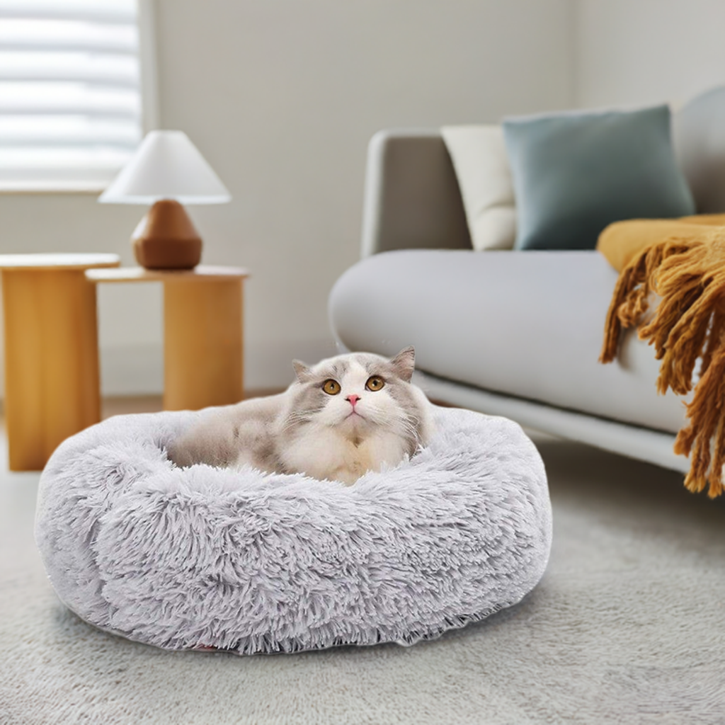 Fluffy Cat Bed | Cozy Warm Soft Design | Perfect for Cats and Kittens