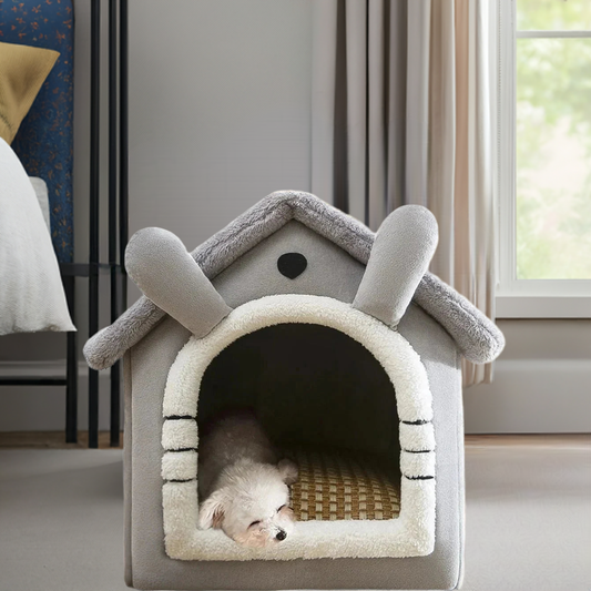 Foldable Washable Indoor Dog Cat House with Bed | Cozy Pet Shelter