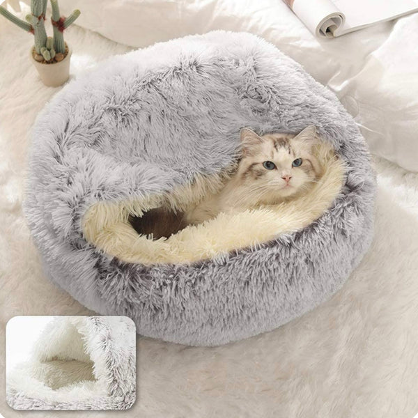 Plush Cave Bed for Cats and Small Dogs | Cozy Warm Soft Design