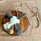 Rabbit Fur Cat Toy | Natural Hemp Rope | Handmade Interactive Play