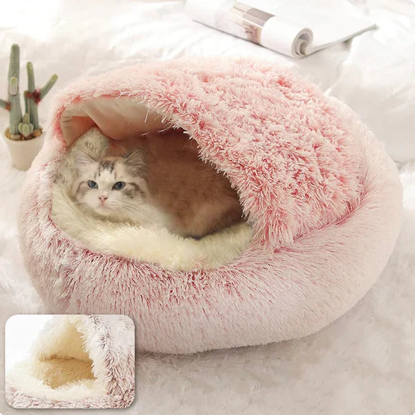 Plush Cave Bed for Cats and Small Dogs | Cozy Warm Soft Design