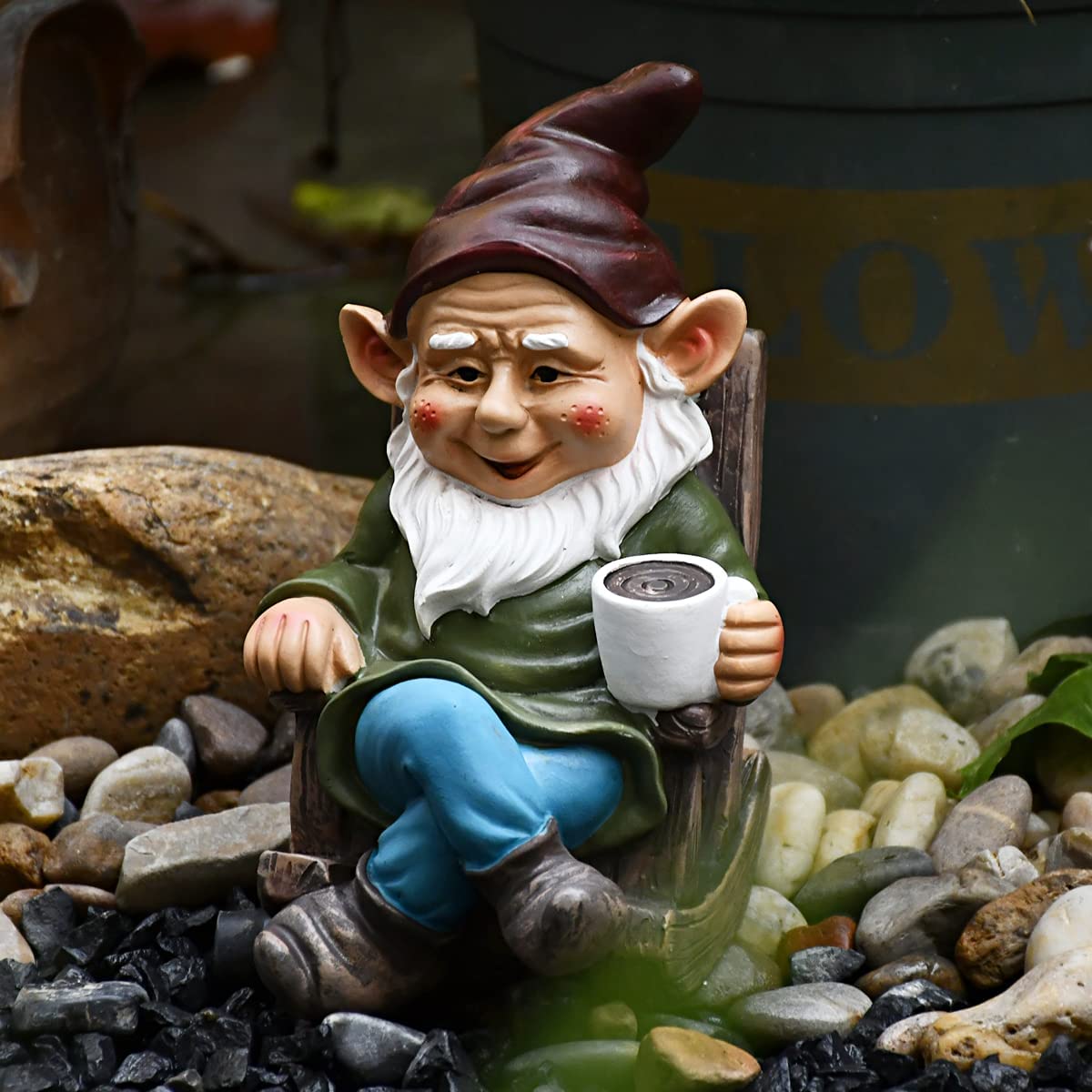 Adorable Coffee Drinking Gnome