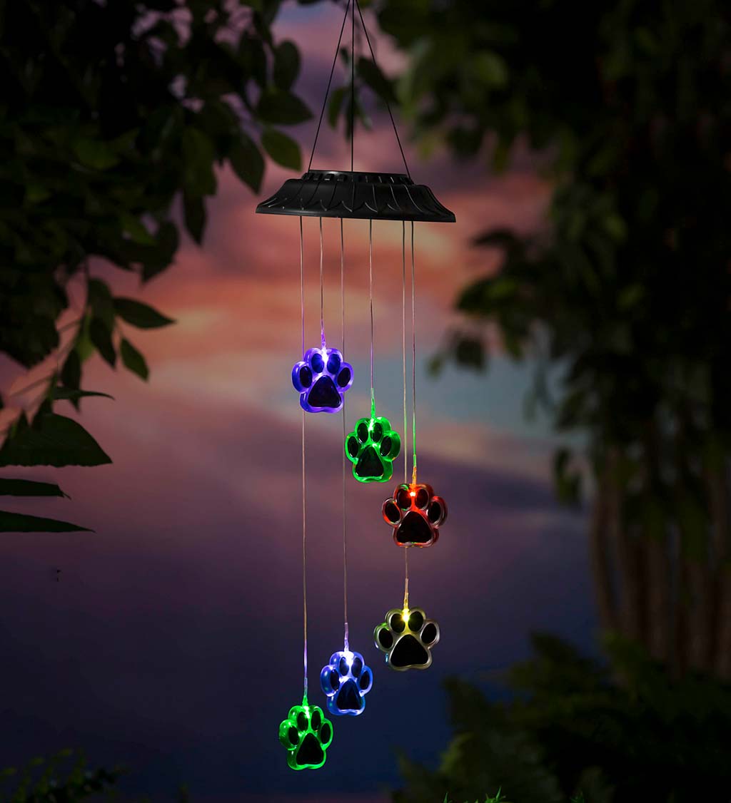 Dog Paw Prints Solar Waterproof Wind Chime