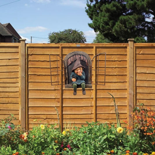 Cute Giggling Gnome For Fence