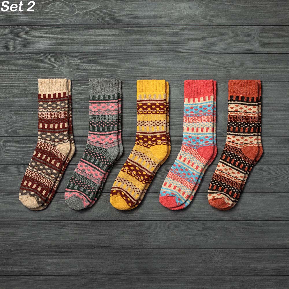 Warm Nordic Socks (5 Pairs Per Set) One Size Fits All