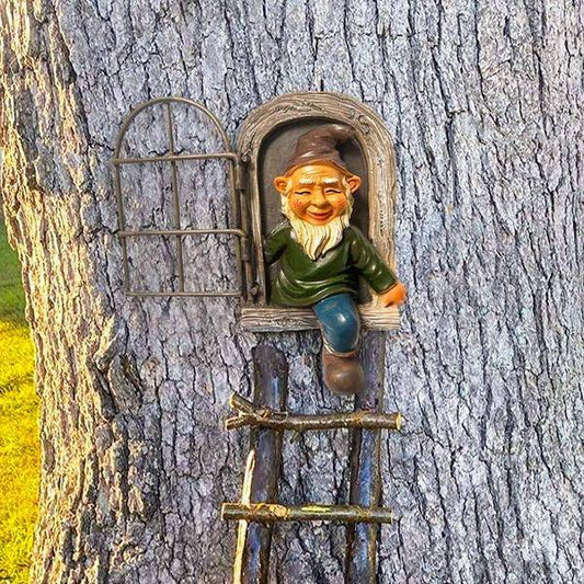 Elf Peeking Out Of A Tree